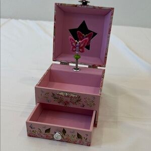 Pink Butterfly Music Jewelry Box